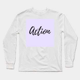 Action - Purple Background Long Sleeve T-Shirt